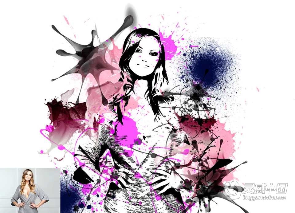 矢量油漆飞溅绘画Photoshop动作 Vector Paint Splash Action 附视频教程  灵感中国网 www.lingganchina.com