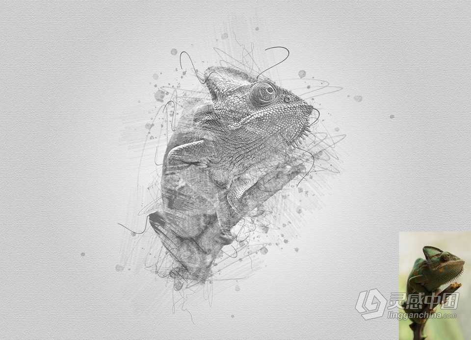 素描肖像绘画Photoshop动作 Drawing Sketch Photoshop Action 附视频教程  灵感中国网 www.lingganchina.com