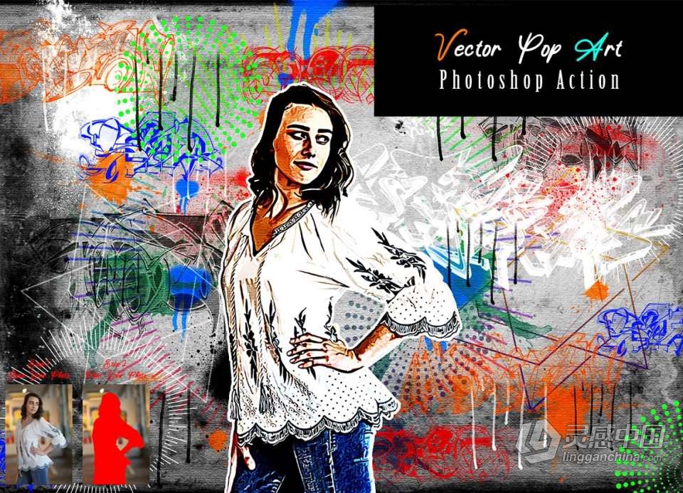 矢量波普艺术PS动作 Vector Pop Art Photoshop Action 附视频教程  灵感中国网 www.lingganchina.com