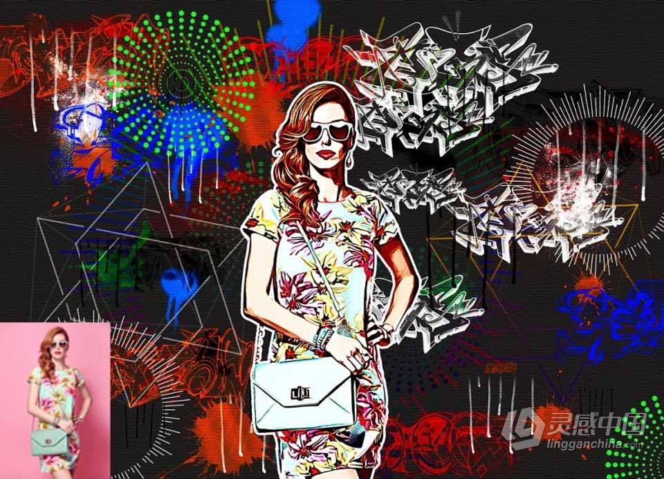 矢量波普艺术PS动作 Vector Pop Art Photoshop Action 附视频教程  灵感中国网 www.lingganchina.com