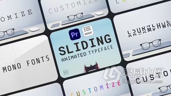 滑动动画字体标题旅游视频邀请函贺卡Vlog介绍PR模板下载 Sliding Animated Typeface For Premiere Pro  灵感中国网 www.lingganchina.com