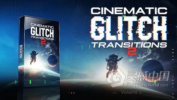 40个逼真的电影故障过渡预设包带音效PR模板下载 Cinematic Glitch Transitions Pack. Vol. 2  灵感中国网 www.lingganchina.com
