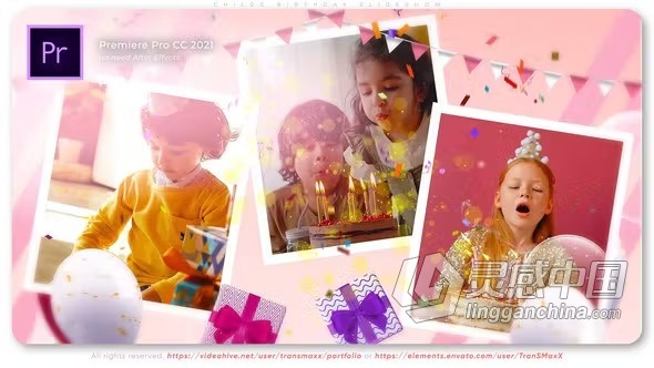 制作儿童生日庆祝幻灯片或视频相册PR模板下载 Child's Birthday Slideshow  灵感中国网 www.lingganchina.com