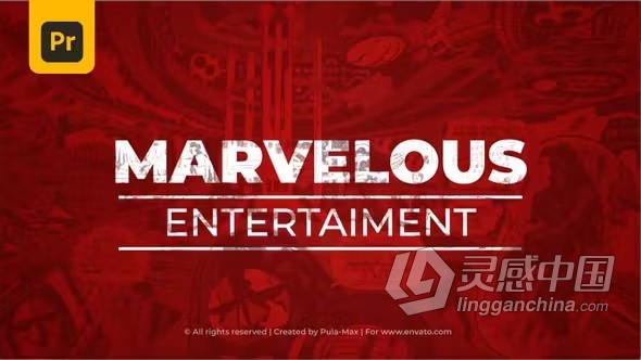 超级英雄漫威风格快闪照片LOGO动画片头PR模板下载 Marvelous Logo Intro  灵感中国网 www.lingganchina.com