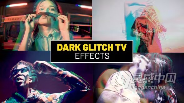 36种畸变艺术故障迷幻视觉特效动画效果PR模板下载 Dark Glitch TV  灵感中国网 www.lingganchina.com