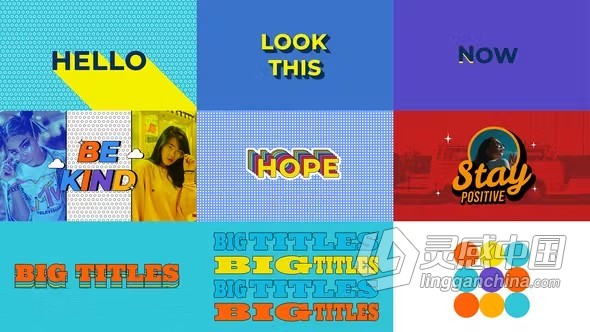 多彩标题创意介绍开场白商业品牌文本排版视频幻灯片PR模板下载 Colorful Title Opener  灵感中国网 www.lingganchina.com