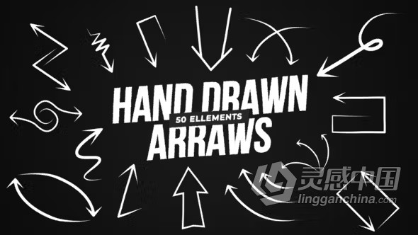 50个手绘箭头元素卡通线条几何形状动画效果PR模板下载 Hand Drawn Arrows  灵感中国社区 www.lingganchina.com