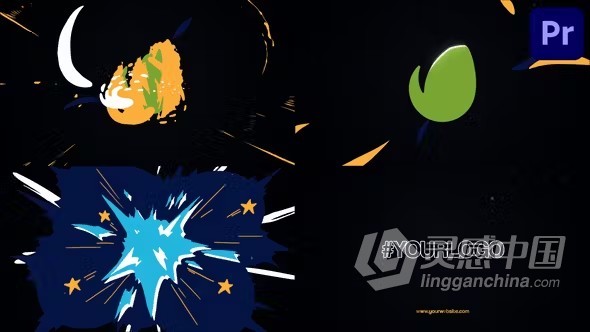 PR模板-酷酷的多色爆炸LOGO标志卡通 Multicolor Explosive Logo  灵感中国网 www.lingganchina.com