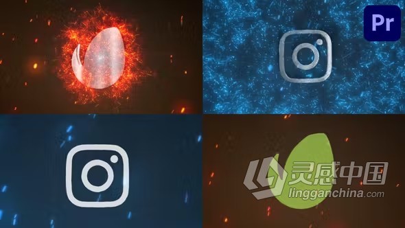 PR模板-火花流动黑暗风格化场景火热的金属标志动画 Fire Logo for Premiere Pro  灵感中国网 www.lingganchina.com