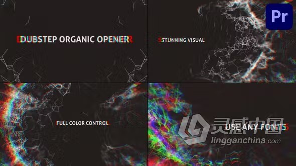 PR模板-动态数字故障幻灯片宣传介绍视频动画 Dubstep Organic Opener for Premiere Pro  灵感中国网 www.lingganchina.com