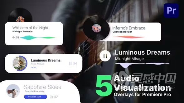 PR模板-音频可视化工具音乐播放器音乐视频歌曲宣传 Audio Visualization Overlays  灵感中国社区 www.lingganchina.com