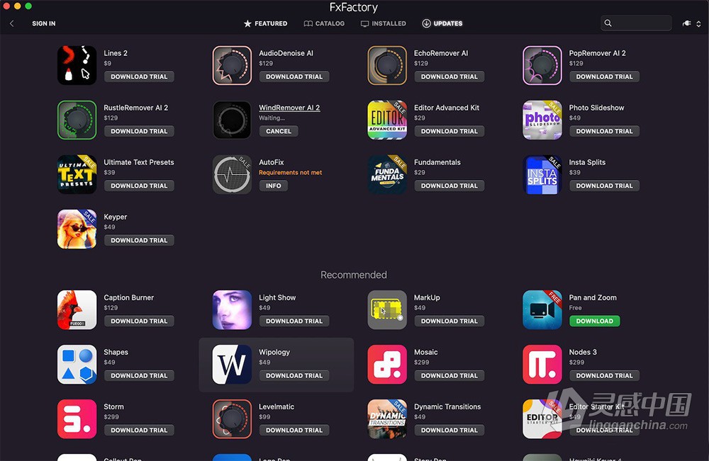 FxFactory 8.0.9(7594) 全功能版激活版 Mac电脑FCPX/AE/PR超强视觉特效插件包  灵感中国网 www.lingganchina.com