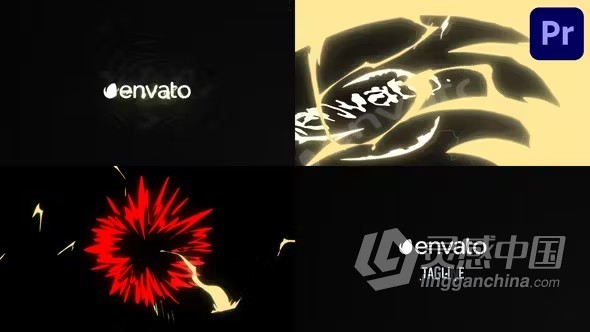 PR模板-手绘爆炸标志揭晓手绘动画能量LOGO品牌展示 Cartoon Explosion Logo Opener for Premiere Pro  灵感中国网 www.lingganchina.com