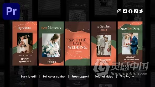 5种竖屏婚礼请柬宴会庆典开业活动邀请函PR模板下载 Wedding Instagram Reels  灵感中国网 www.lingganchina.com