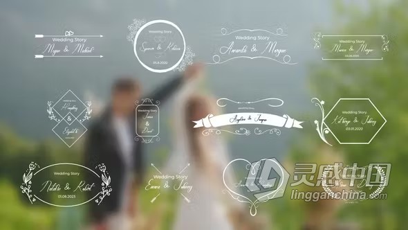 12个简约大方婚礼标题动画元素PR模板下载 12 Wedding titles  灵感中国网 www.lingganchina.com