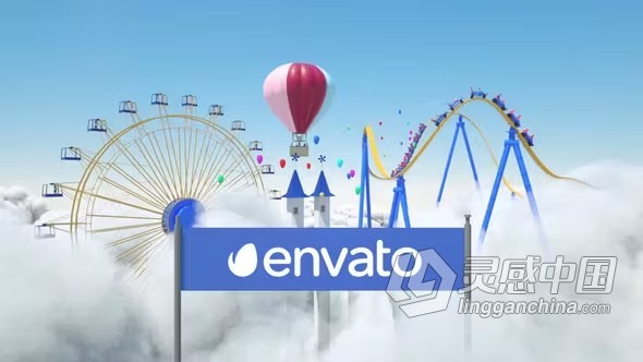 云端游乐园卡通主题公园场景假期游玩介绍视频AE模板下载 Clouds Theme Park  灵感中国网 www.lingganchina.com