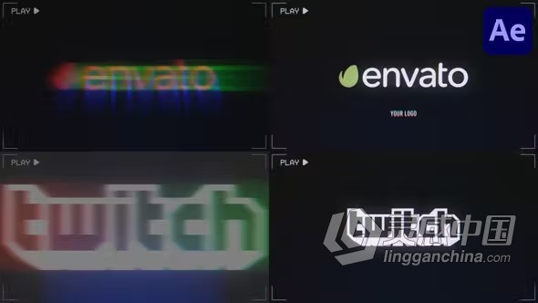 快速故障效果标志动画AE模板下载 VHS Logo Reveal for After Effects  灵感中国网 www.lingganchina.com