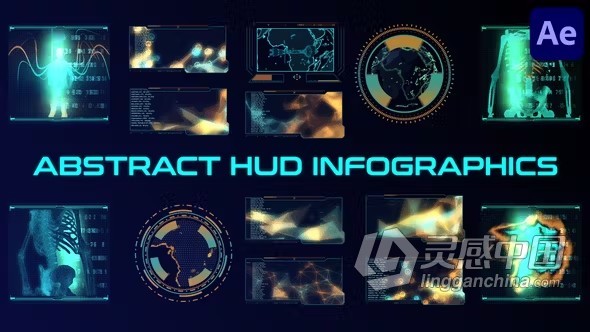 35个科幻风格炫酷HUD信息图表全息动画元素AE模板下载 Abstract HUD Infographics for After Effects  灵感中国网 www.lingganchina.com