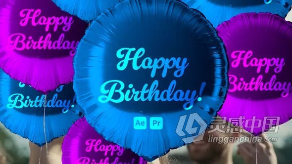 圆形心形星星气球转场效果AE与PR模板下载 Balloons Transitions  灵感中国网 www.lingganchina.com