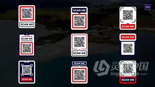 9个扫描现代二维码图形动画展示AE模板下载 Modern QR Code After Effects  灵感中国网 www.lingganchina.com