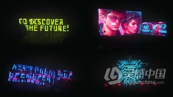 赛博朋克风格技术宣传片故障动画标题AE模板下载 Cyberpunk Promo Titles  灵感中国社区 www.lingganchina.com