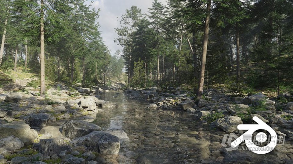 Blender森林树木植物环境场景制作视频教程  灵感中国网 www.lingganchina.com