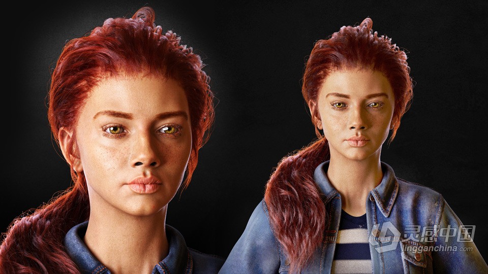 ZBrush逼真3D女性面孔雕刻建模渲染制作视频教程  灵感中国网 www.lingganchina.com