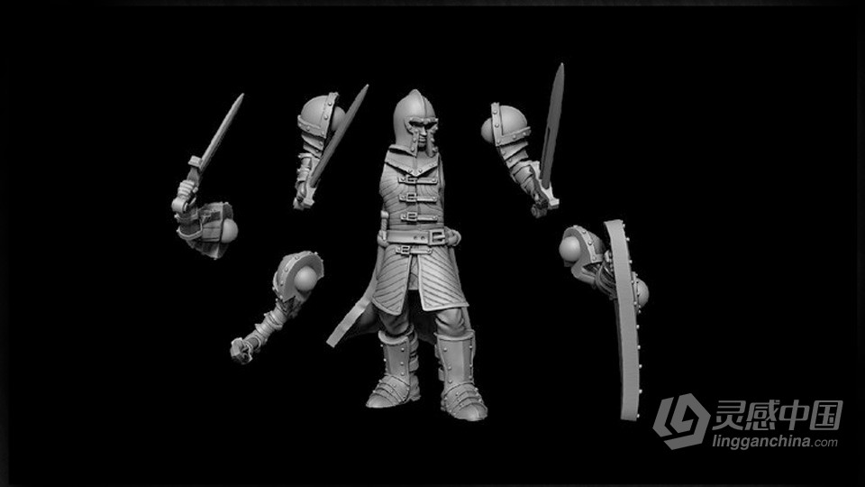 Zbrush模块化雕刻角色3D打印模型视频教程  灵感中国网 www.lingganchina.com