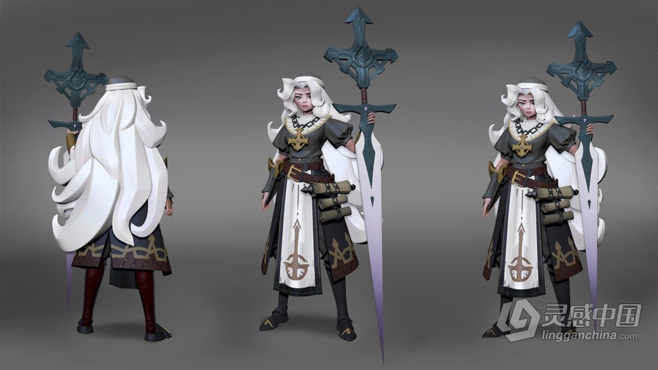 Zbrush风格化游戏女剑士雕刻制作视频教程  灵感中国网 www.lingganchina.com