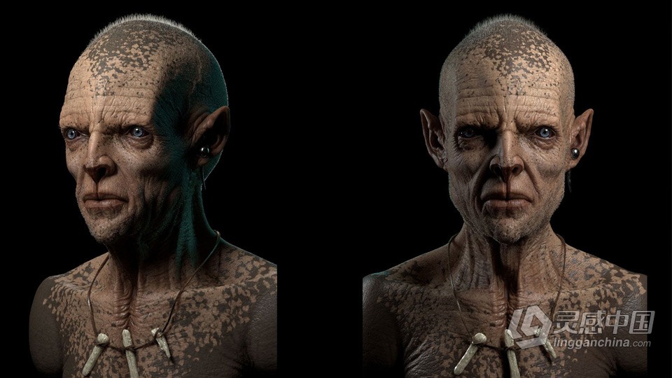 Zbrush逼真人形生物概念设计完整制作流程视频教程  灵感中国网 www.lingganchina.com