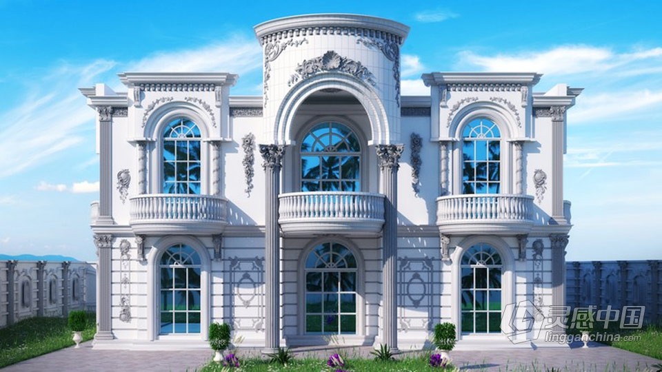 3dsMax卡塔尔豪华别墅3D建模制作流程视频教程  灵感中国网 www.lingganchina.com