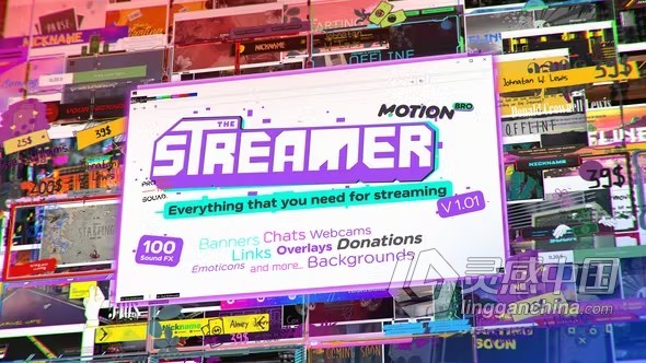 AE脚本-500组网络游戏直播间横幅背景装饰边框元素动画 The Streamer  灵感中国网 www.lingganchina.com