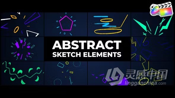 FCPX插件-11个抽象手绘涂鸦图形动画元素 Abstract Sketch Elements  灵感中国网 www.lingganchina.com