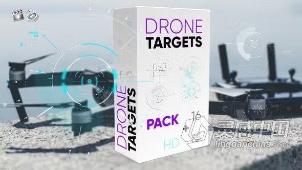 FCPX插件-16种科技感赛博朋克无人机目标定位HUD元素动画 Drone Targets Pack 汉化中文版  灵感中国社区 www.lingganchina.com