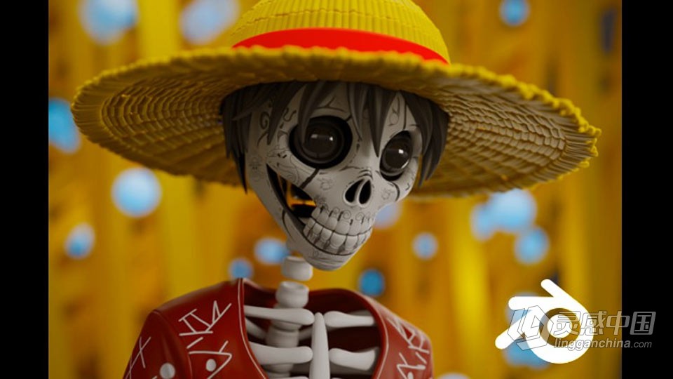 Blender海贼王路飞动漫角色完整制作流程视频教程  灵感中国网 www.lingganchina.com
