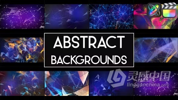 FCPX插件-9种抽象科技感点线粒子线条连接背景动画 Abstract Backgrounds  灵感中国网 www.lingganchina.com