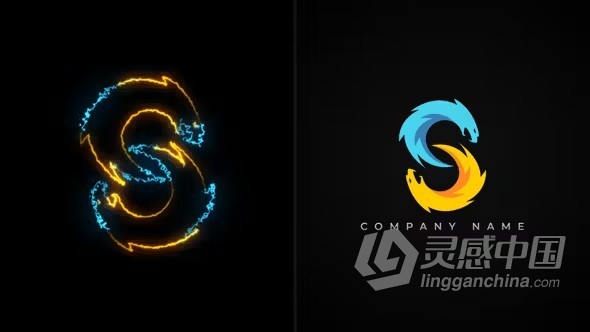 活力炫彩电流火花能量线条流动LOGO动画AE模板下载 Energetic Logo Reveal Vol.2  灵感中国网 www.lingganchina.com