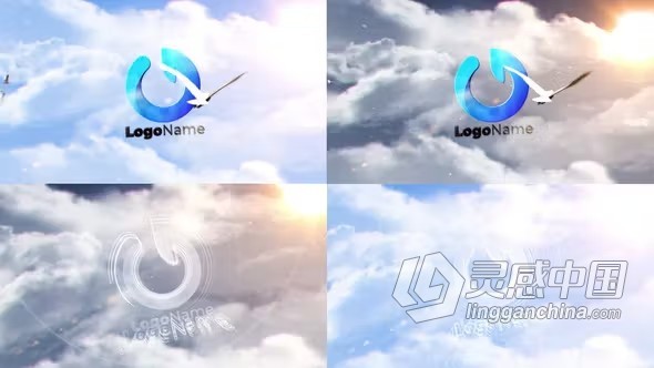 明亮天空场景干净简约标志片头AE模板下载 Bright Sky Intro Bundle  灵感中国网 www.lingganchina.com