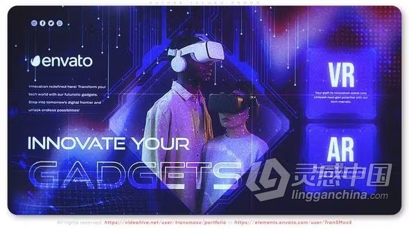 未来霓虹灯风格时尚展示VR新技术数字产品科技宣传片AE模板下载 Future Techno Promo  灵感中国网 www.lingganchina.com