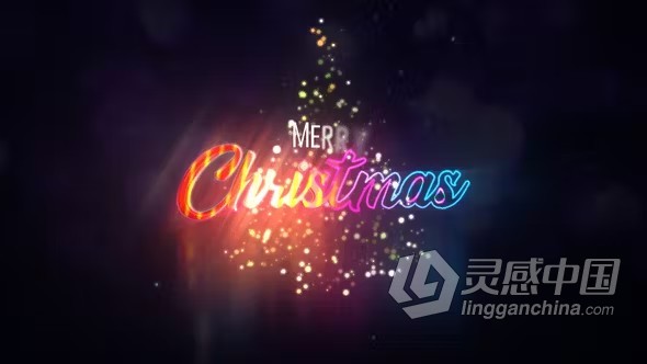 彩光斑魅力粒子标志开场白LOGO动画AE模板下载 Merry Christmas Logo Opener  灵感中国网 www.lingganchina.com