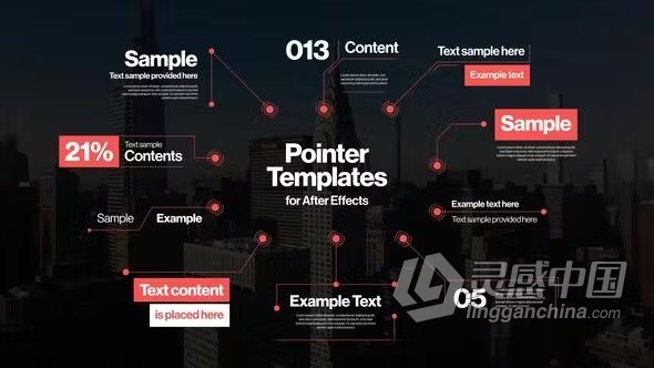带有箭头文本指针和文本描述的动态动画标注AE模板下载 Text Pointers &amp; Callouts  灵感中国网 www.lingganchina.com