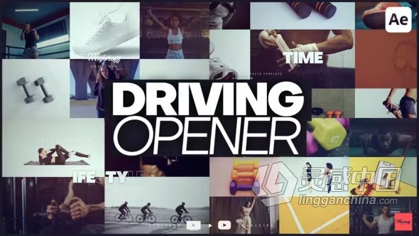 快速时尚多屏图文开场社交媒体宣传片头AE模板下载 Driving Opener  灵感中国网 www.lingganchina.com