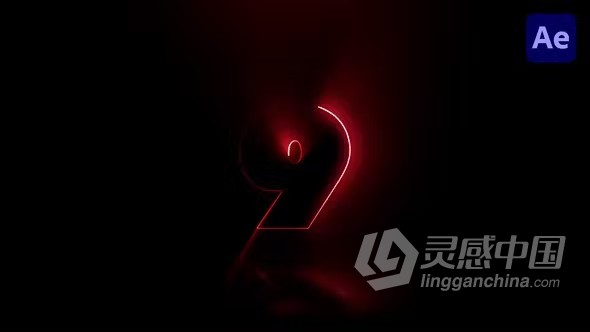 发光效果数字文本动画倒数片头2024倒计时AE模板下载 Countdown  灵感中国网 www.lingganchina.com
