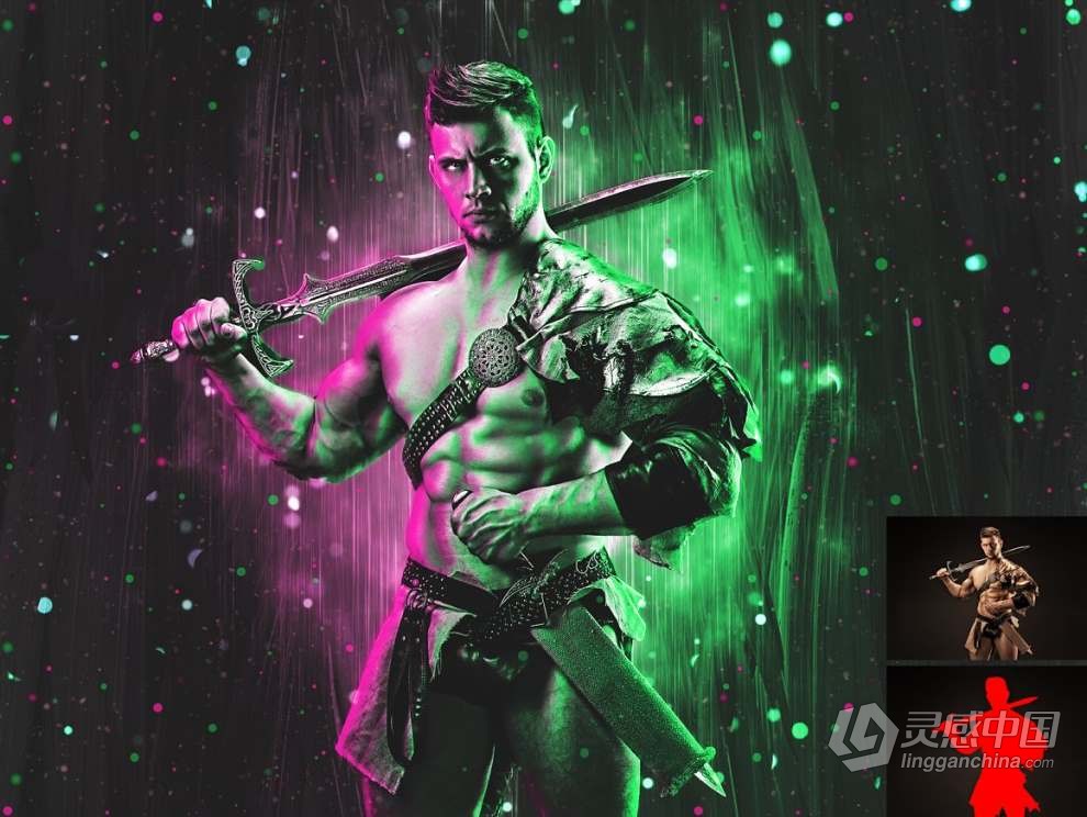 照片添加炫酷科幻双色灯光展示特效PS动作 Double Light Photoshop Action  灵感中国网 www.lingganchina.com