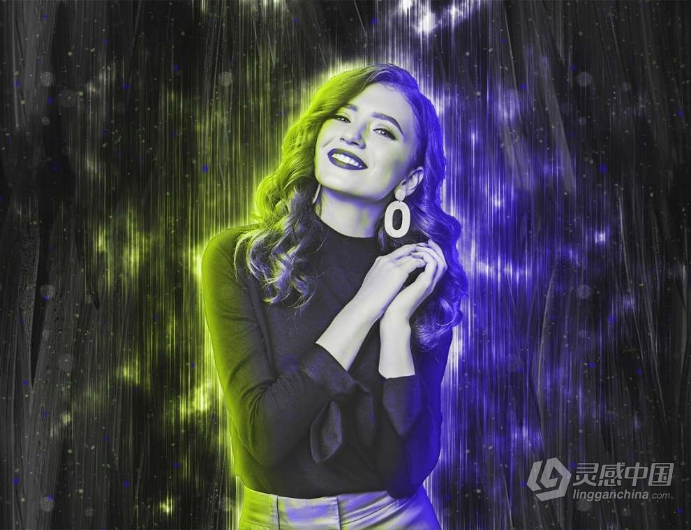 照片添加炫酷科幻双色灯光展示特效PS动作 Double Light Photoshop Action  灵感中国网 www.lingganchina.com