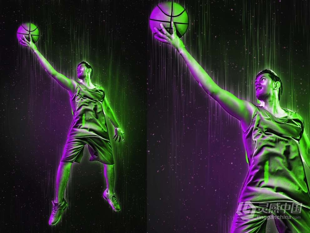 照片添加炫酷科幻双色灯光展示特效PS动作 Double Light Photoshop Action  灵感中国网 www.lingganchina.com