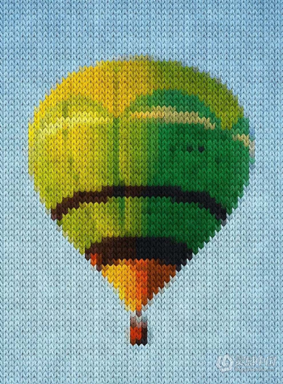 照片生成钩针编织毛织物效果PS动作 Knitting Photoshop Action  灵感中国网 www.lingganchina.com