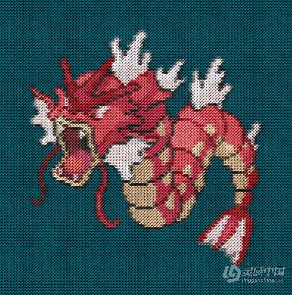 照片生成钩针编织毛织物效果PS动作 Knitting Photoshop Action  灵感中国网 www.lingganchina.com