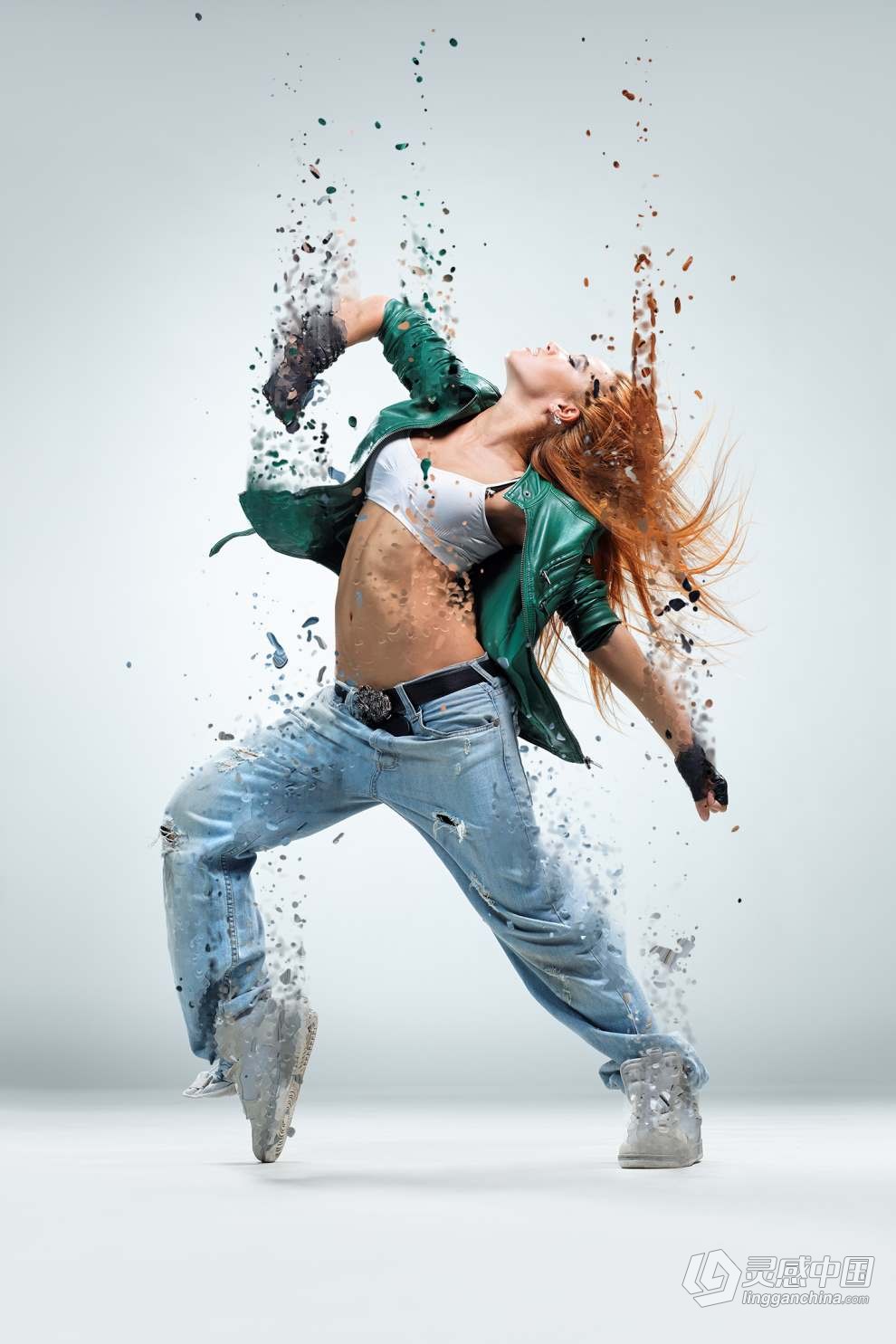 照片人物碎片化飞散消融效果PS动作 Diffusion Photoshop Action  灵感中国网 www.lingganchina.com