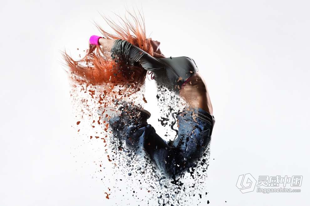 照片人物碎片化飞散消融效果PS动作 Diffusion Photoshop Action  灵感中国网 www.lingganchina.com